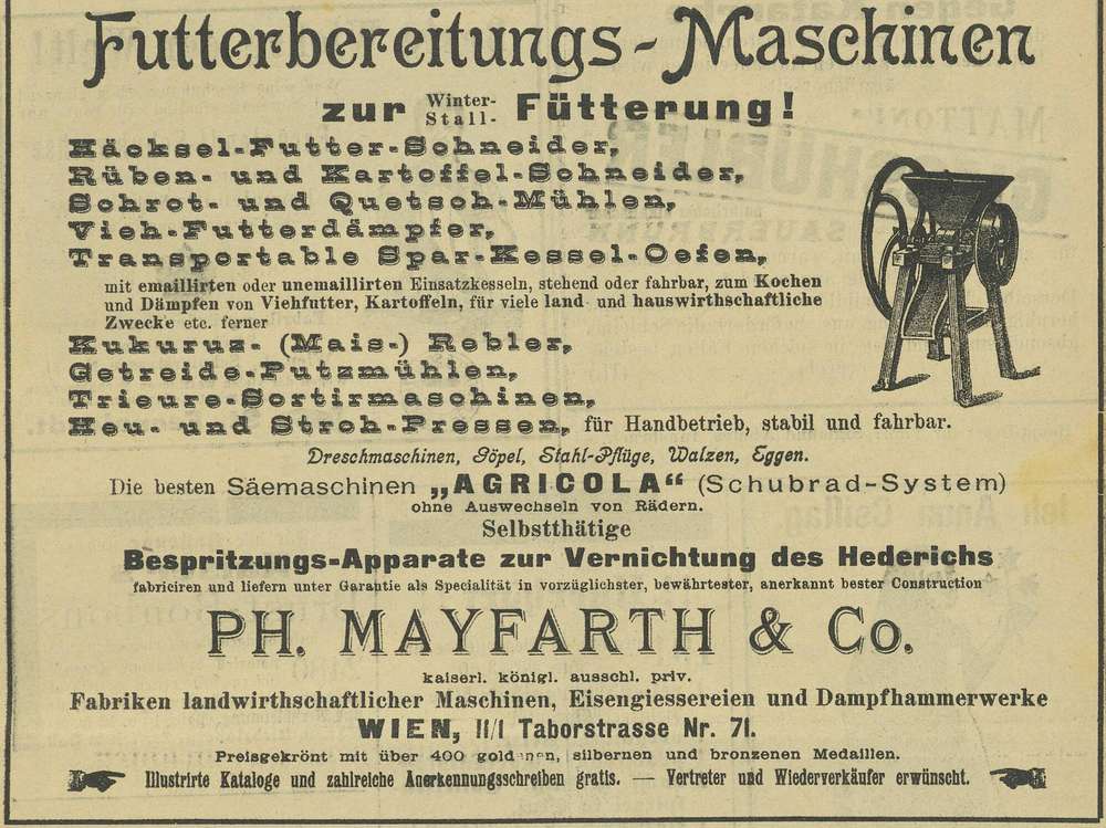 Futterbereitungs-Maschinen advert