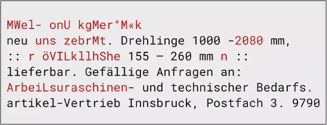Example dirty OCR